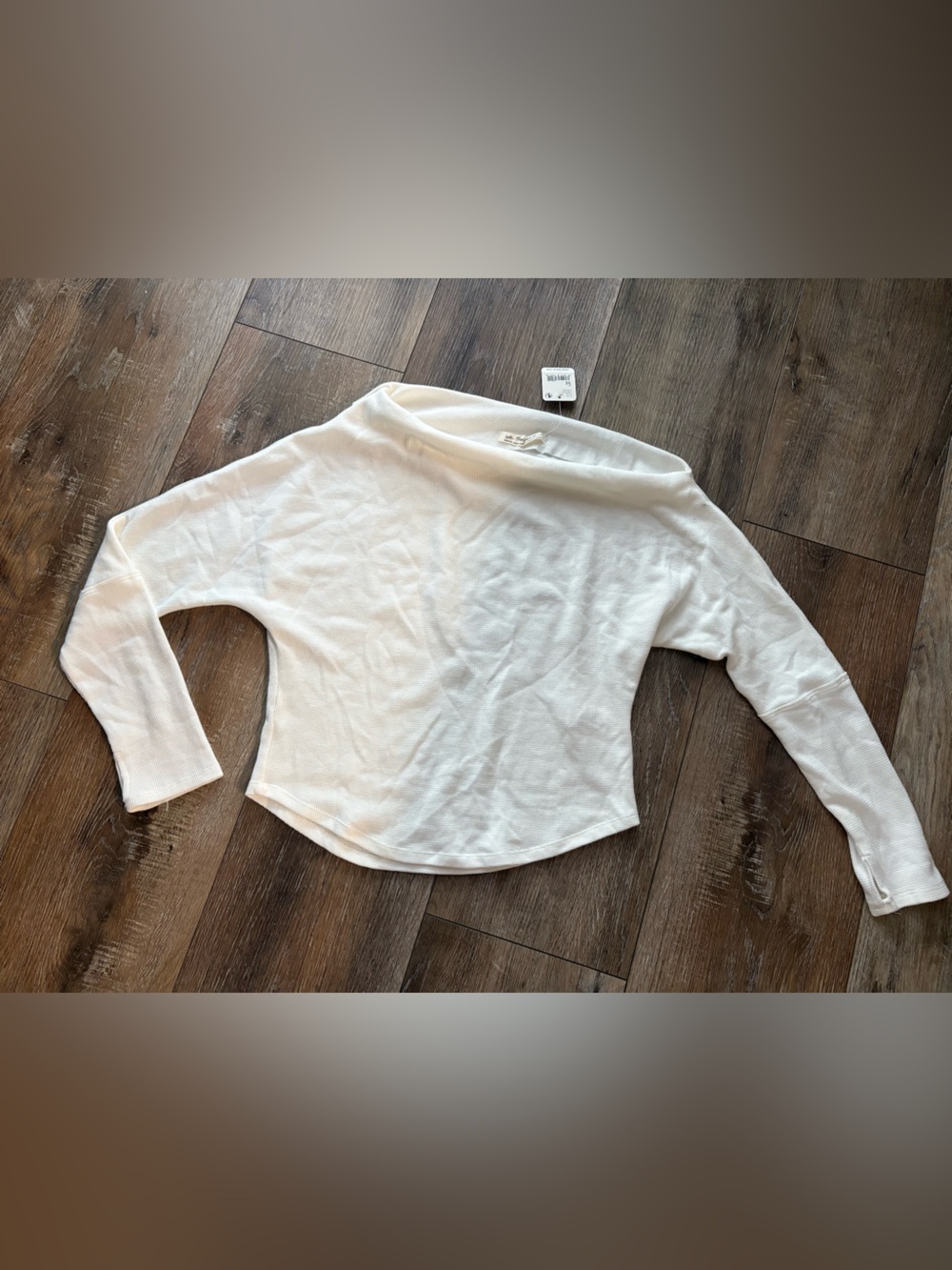 NWT We The Free Ivory Waffle Knit Pullover medium off the shoulder